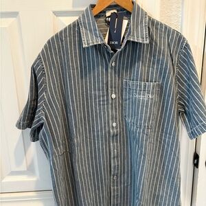 Men's Inspired Casual Navy Striped Shirt